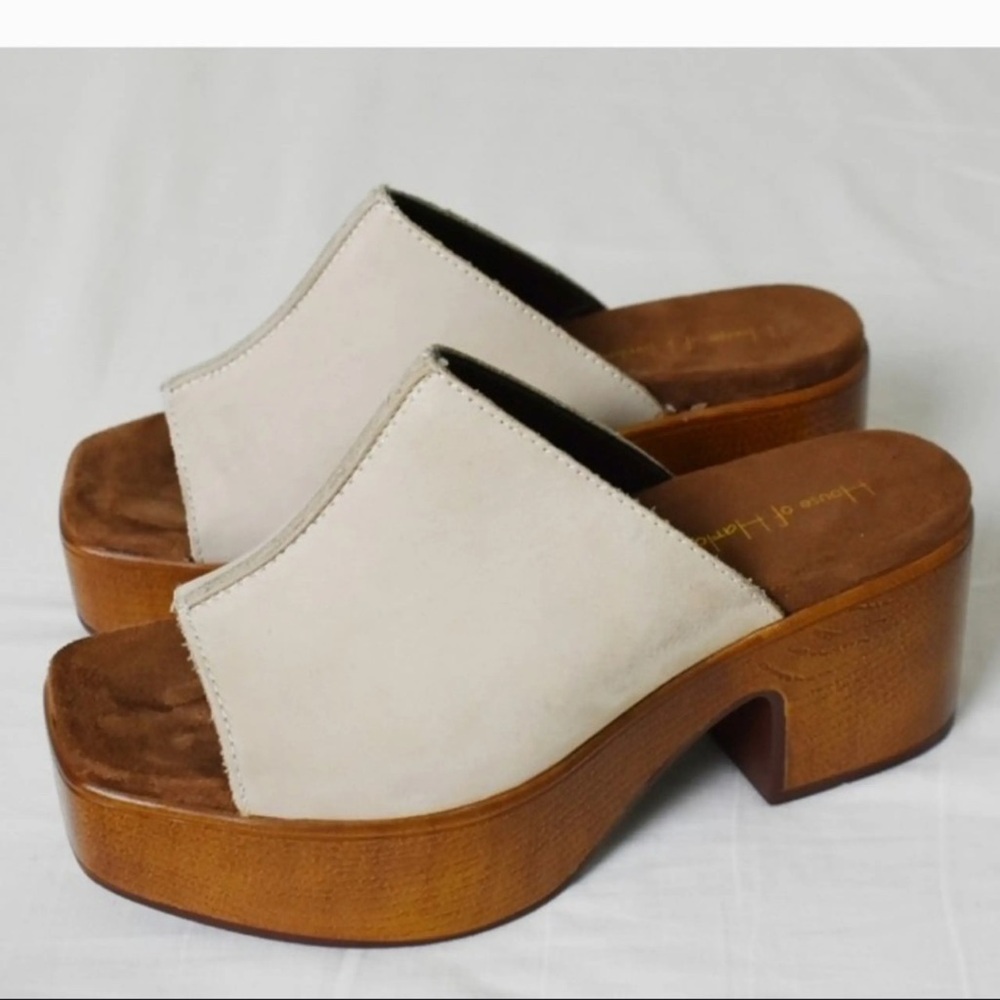House of‎ Harlow 1960 Cream Block Heel Mules